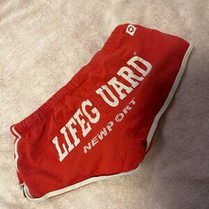 Red &amp; white vintage lifeguard shorts! Adorable! Size...